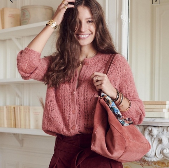 sezane pink cardigan